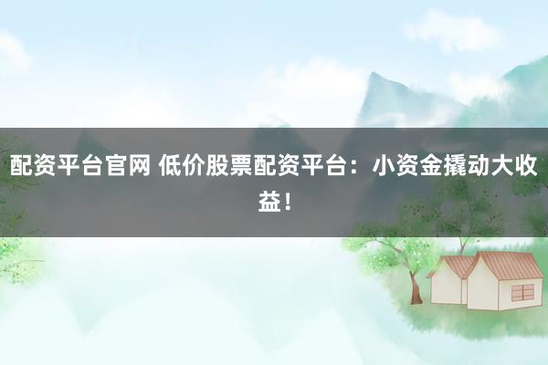 配资平台官网 低价股票配资平台：小资金撬动大收益！