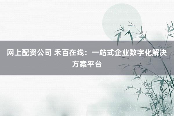 网上配资公司 禾百在线：一站式企业数字化解决方案平台