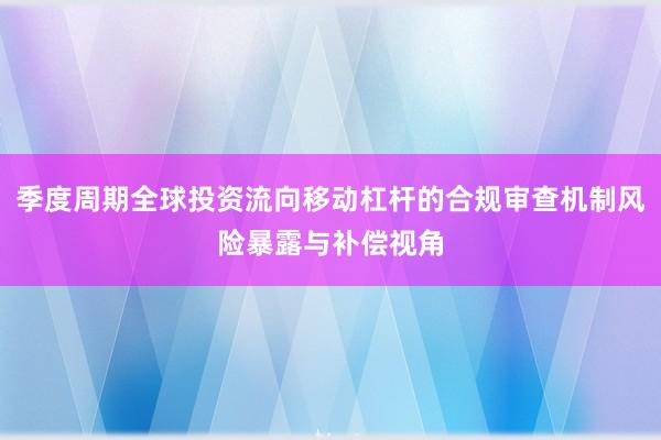 季度周期全球投资流向移动杠杆的合规审查机制风险暴露与补偿视角