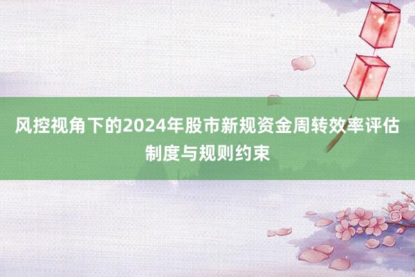 风控视角下的2024年股市新规资金周转效率评估制度与规则约束