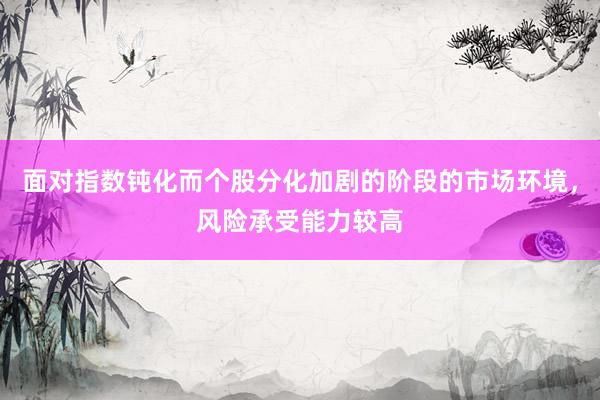 面对指数钝化而个股分化加剧的阶段的市场环境，风险承受能力较高